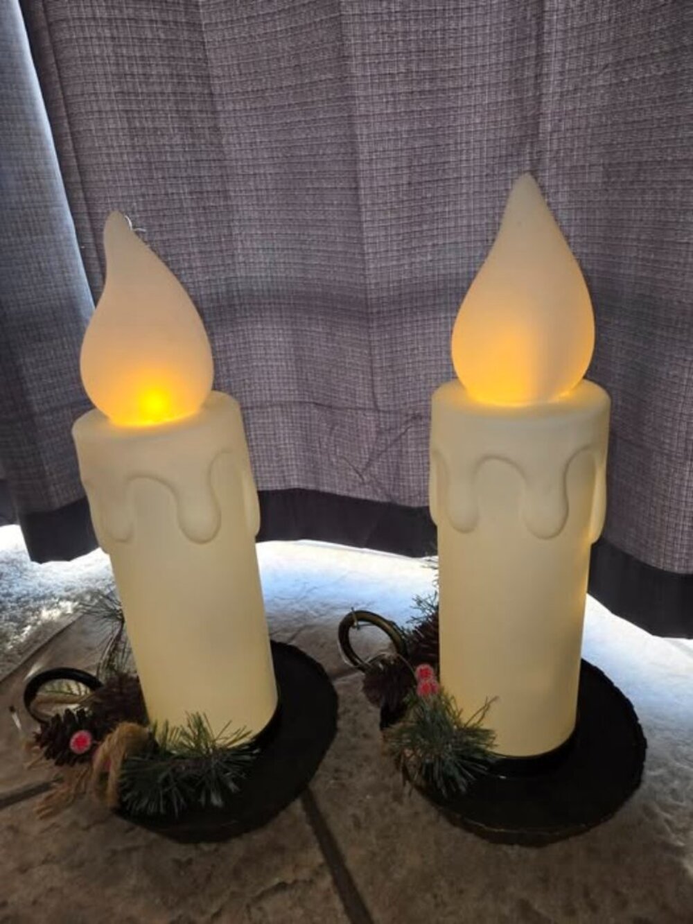 Lot 2 Nicolas Holiday Candle Blow Molds 18" w/Holly and Berry